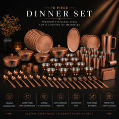 FnS LEHEREN Stainless Steel Rose Gold Dinner Set (78pcs)