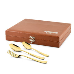 Montavo by FnS Alexa Gold 18 Pc Cutlery Set with Leatherette Box