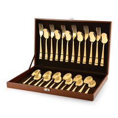 Montavo by FnS Alexa Gold 24 Pc Cutlery Set with Leatherette Box