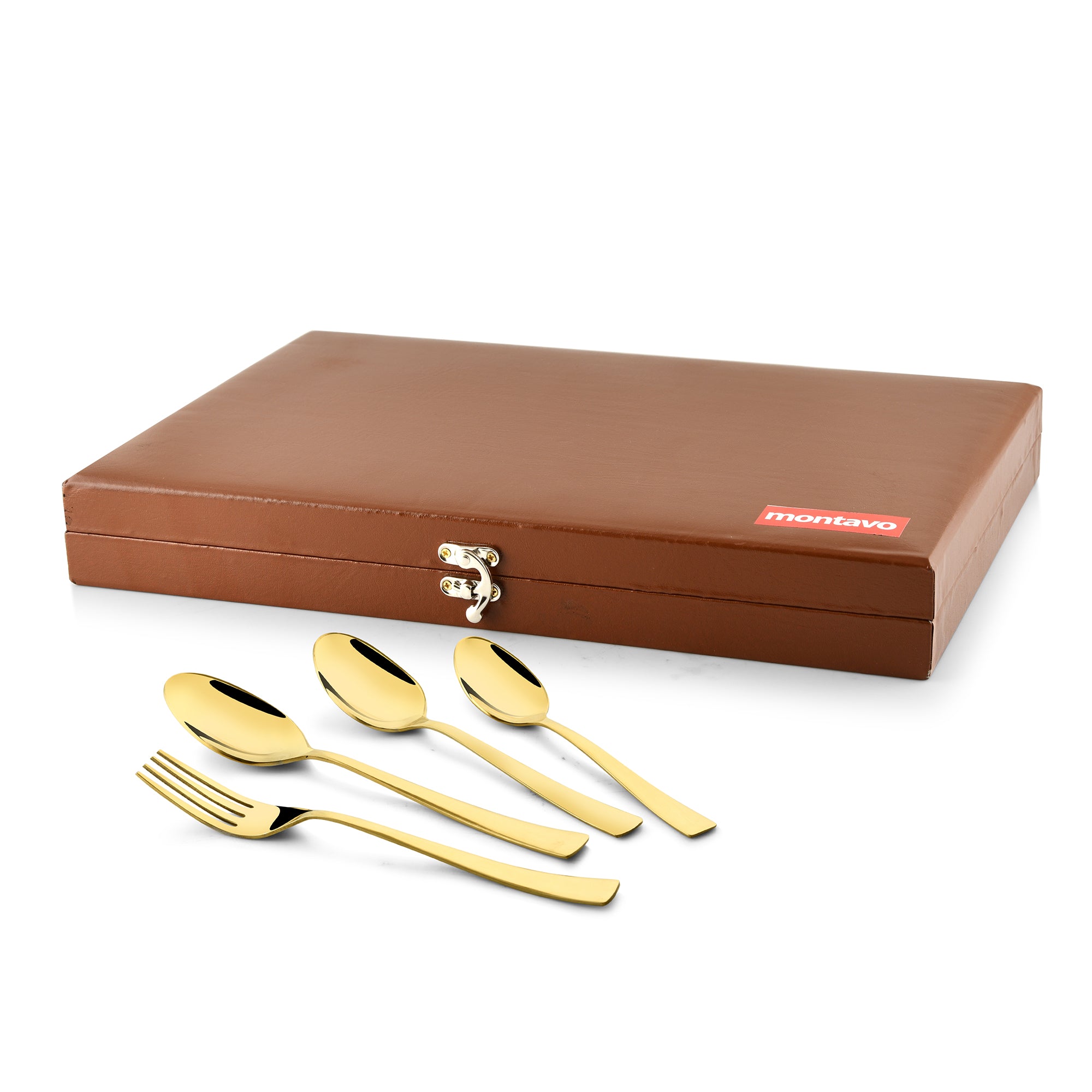 Montavo by FnS Alexa Gold 24 Pc Cutlery Set with Leatherette Box