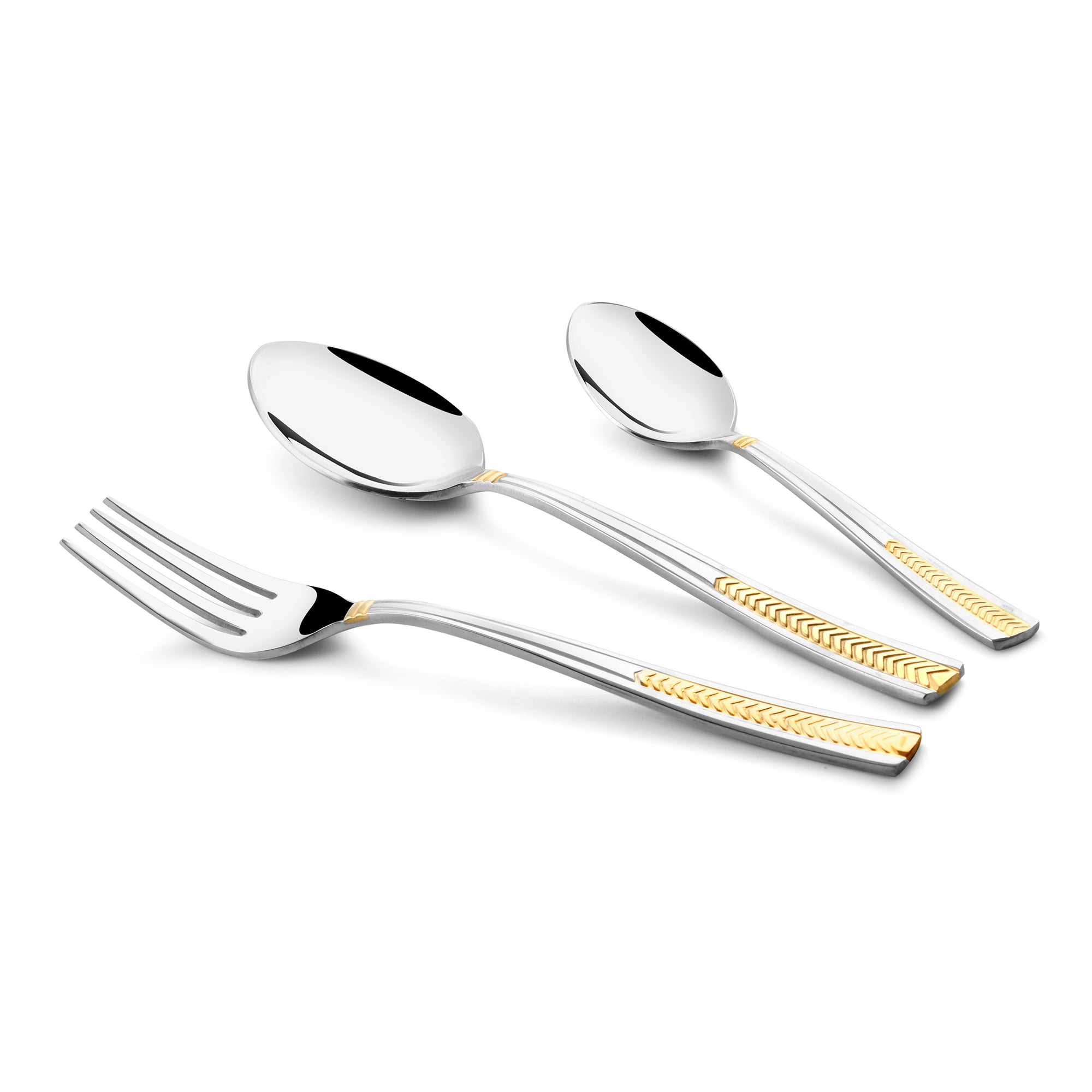 FnS Midas 24 Karat Gold Plated  18 Pcs Cutlery Set with Hanging Stand