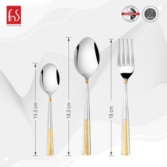 FnS Midas 24 Karat Gold Plated  18 Pcs Cutlery Set with Hanging Stand