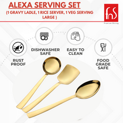 Montavo by FnS Alexa Gold 3 Pcs Stainless Steel Serving Set