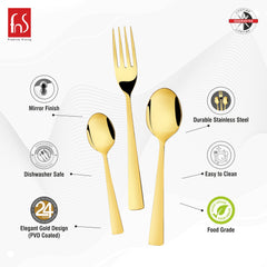 Montavo by FnS Alexa Gold 18 Pcs Stainless Steel Cutlery Set