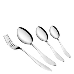 Montavo by FnS Orchid Stainless Steel Cutlery Set with Hanging Stand (6 Dinner Spoons, 6 Dinner Forks, 6 Teaspoons, 6 Baby Spoons and 1 Cutlery Stand)