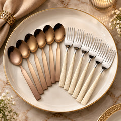 FnS Pebble Dinner Fork & Allie Baby Spoon Combo Set (12 Pcs)