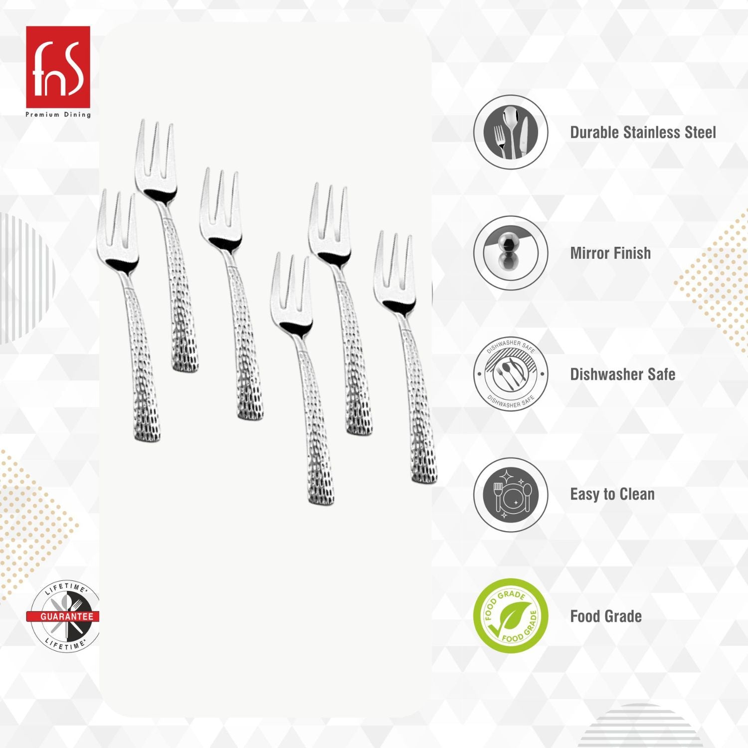FnS Madrid Stainless Steel 6 Pcs Fruit Fork Set