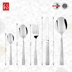 FnS Madrid Hammer Finish 26 Pc Cutlery Set with Leatherette Box