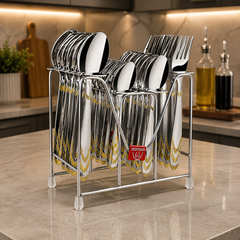 Montavo by FnS Magna 24 Karat Gold Plated 24 Pcs Cutlery Set with Hanging Stand