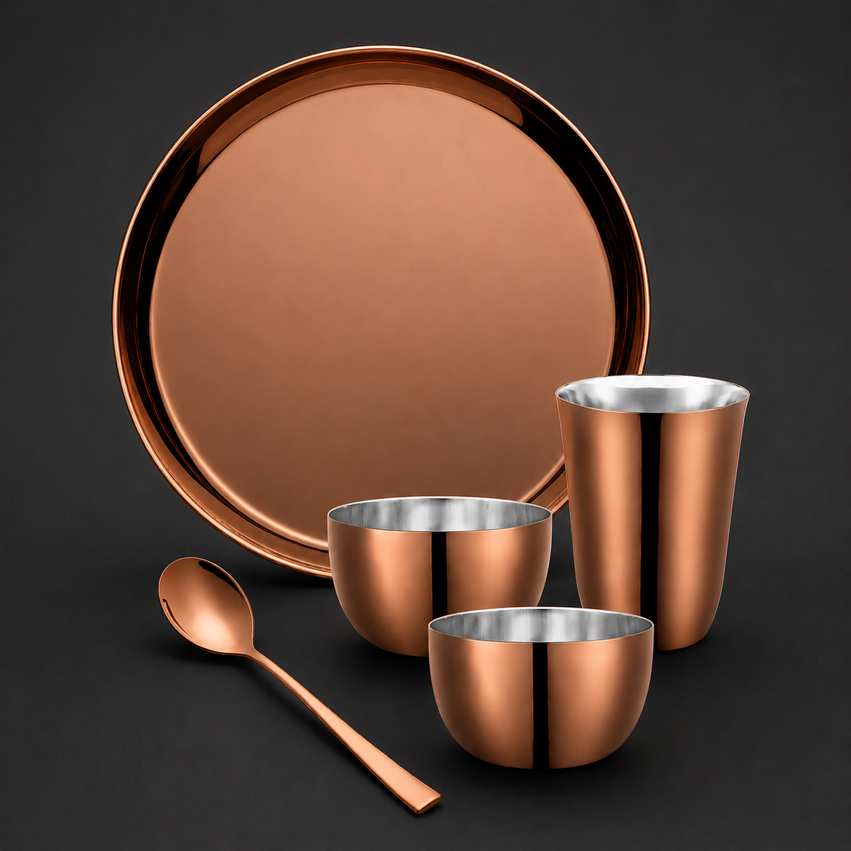 FnS Bon Bon Stainless Steel Rose Gold 5 pcs Dinner Thali Set