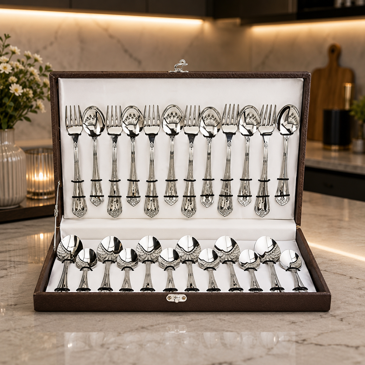 FnS Manchester Cutlery Set with Leatherette Box Packaging