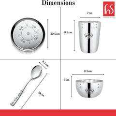 FnS Mandala Laser Design Stainless Steel 5 pcs Dinner Thali Set