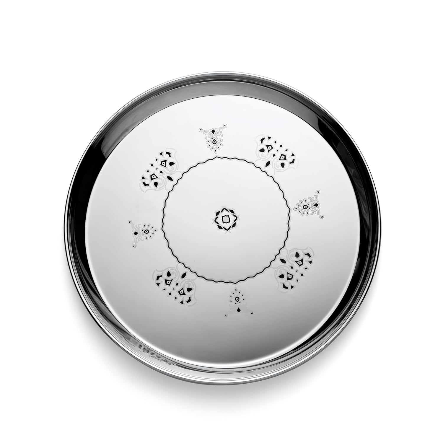 FnS Mandala Laser Design Stainless Steel 5 pcs Dinner Thali Set