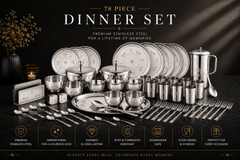 FnS MANDALA Stainless Steel Dinner Set (78 pcs)