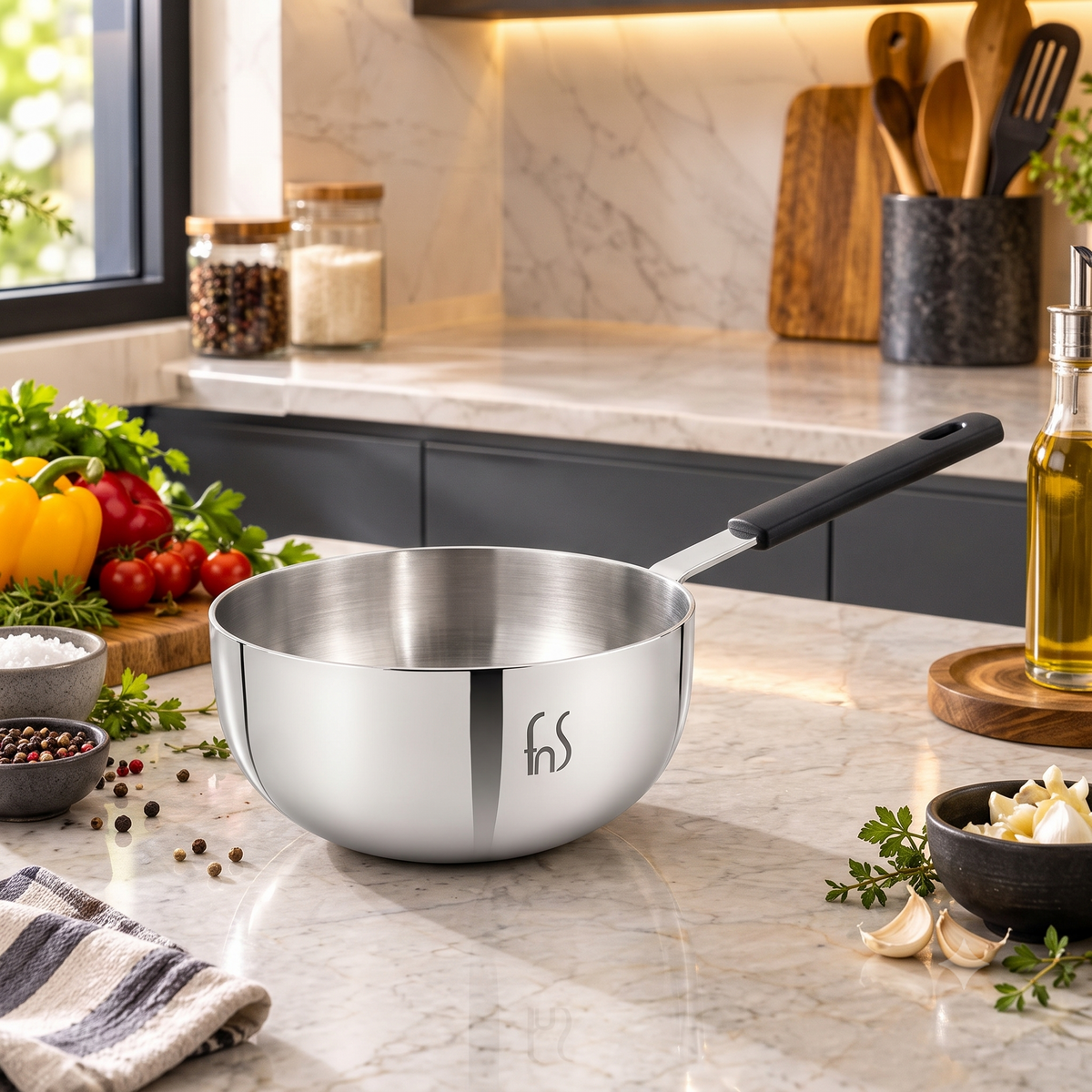 FnS NuChef Stainless Steel Mini Wok 14 cm
