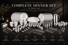 FnS MOTIF Stainless Steel Dinner Set (78 pcs)