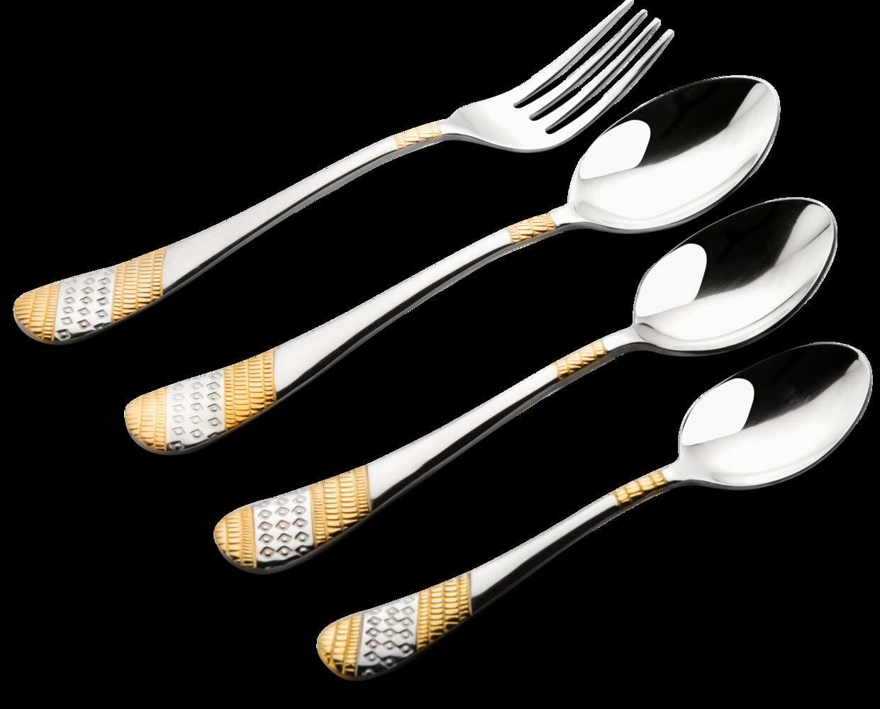 FnS Imperio 24 Karat Gold Plated 24 Pc Cutlery Set with Wooden Box