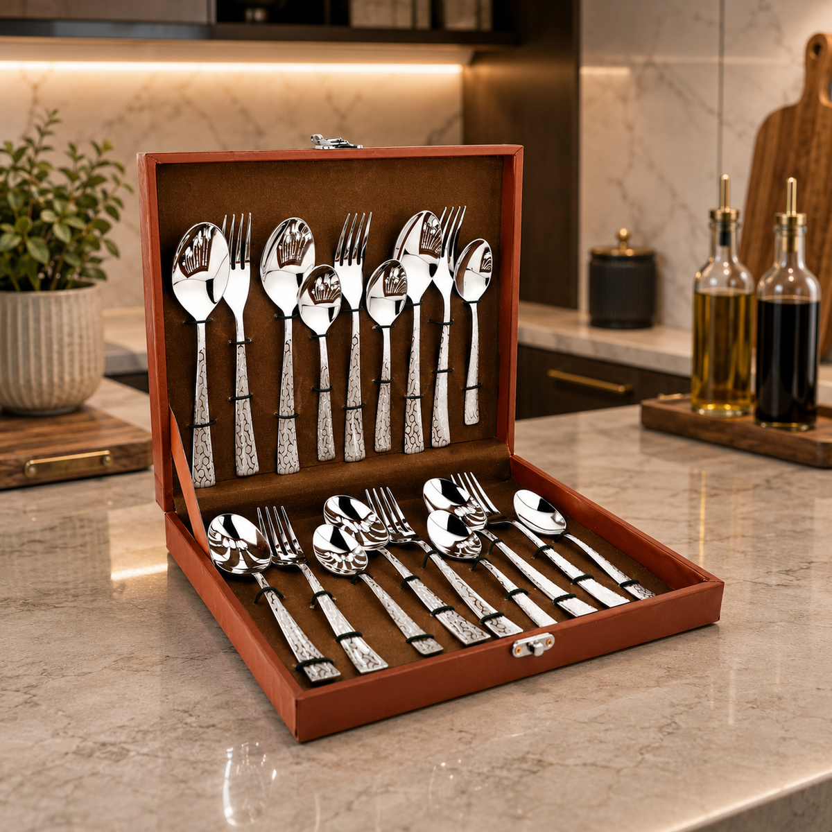 Montavo by FnS Pacific 18 Pc Cutlery Set with Leatherette Box