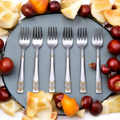 FnS RAGA 24 Karat Gold Plated Stainless Steel Fruit Fork (Set of 6)