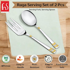 FnS RAGA 24 Karat Gold Plated Stainless Steel Serving Set of 2