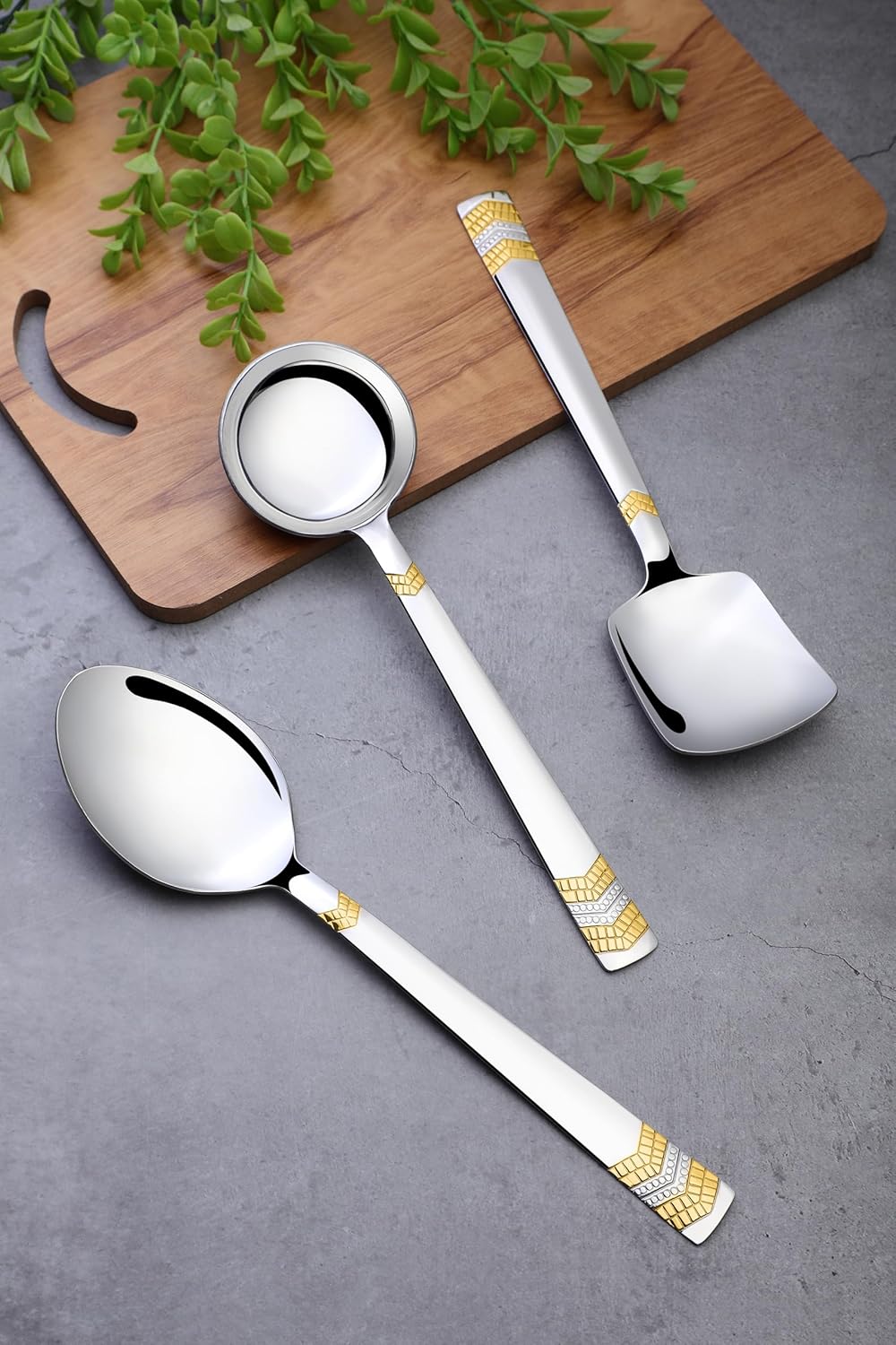 FnS RAGA 24 Karat Gold Plated Stainless Steel Serving set of 3