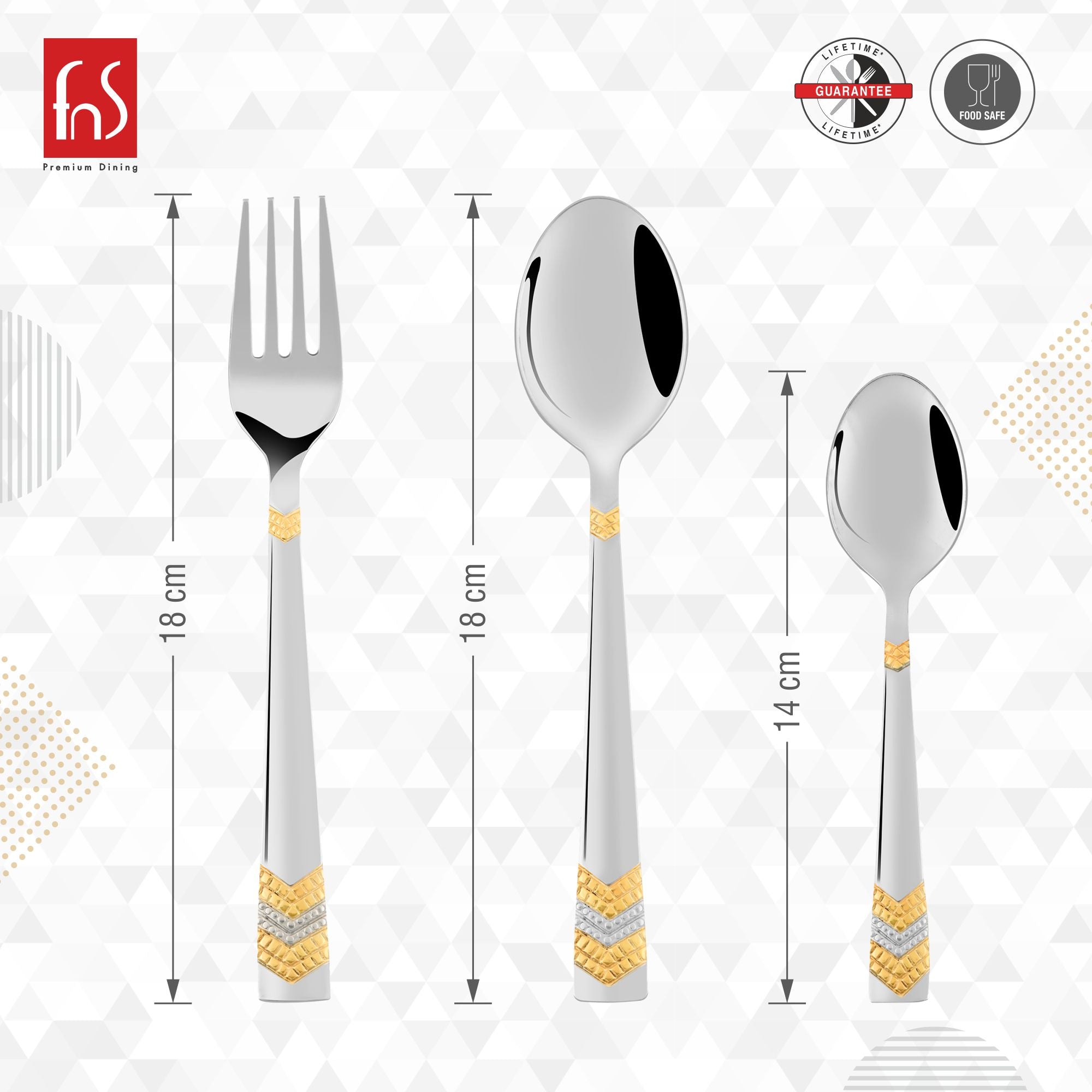 FnS Raga 24 Karat Gold Plated 18 Pcs Cutlery Set