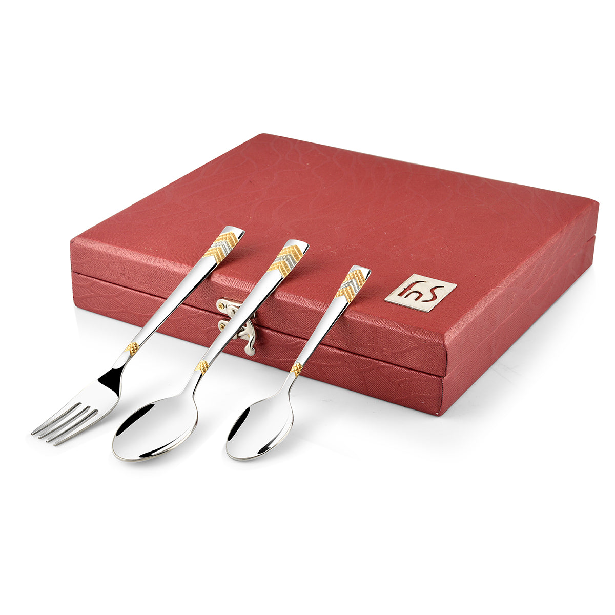 FnS Raga 24 Karat Gold Plated 18 Pcs Cutlery Set with Leatherette Box