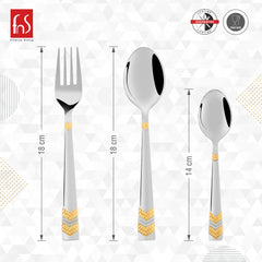 FnS Raga 24 Karat Gold Plated 18 Pcs Cutlery Set with Leatherette Box