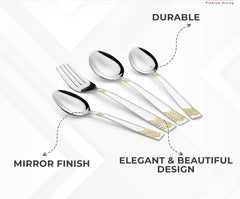 FnS RAGA 24 Karat Gold Plated 24 Pcs Cutlery Set