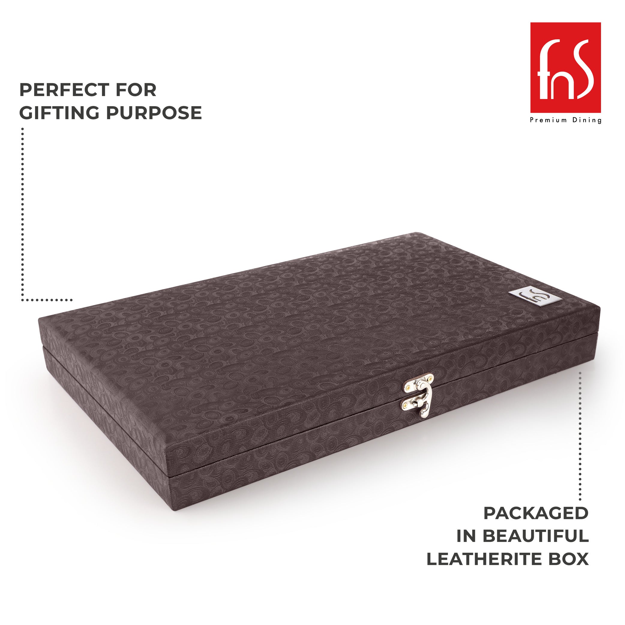 FnS RAGA 24 Karat Gold Plated 24 Pcs Cutlery Set with Leatherette Box Packaging