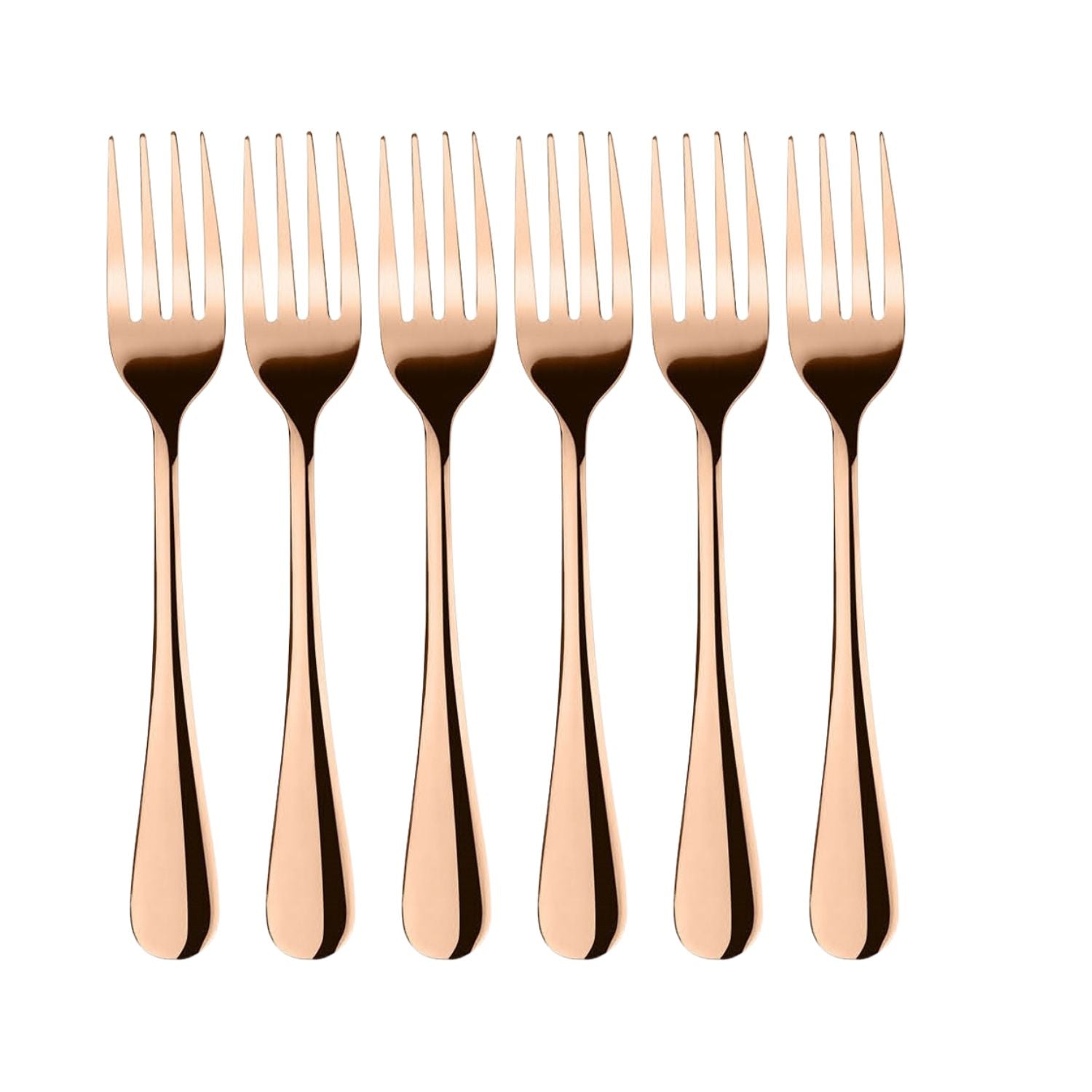 FnS Rosella Rose Gold Stainless Steel Dinner Fork Set of 6, for Home, Kitchen and Dinning