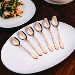 FnS Rosella Rose Gold Stainless Steel Dinner Spoon Set of 6, for Home, Kitchen and Dinning