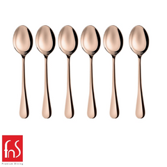 FnS Rosella Rose Gold Stainless Steel Teaspoon Set of 6, for Home, Kitchen and Dinning