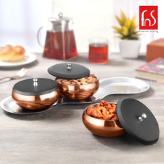 FnS Wave 7 Pc Snacks Serving Bowl Rose Gold