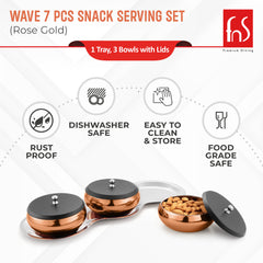 FnS Wave 7 Pc Snacks Serving Bowl Rose Gold