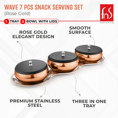 FnS Wave 7 Pc Snacks Serving Bowl Rose Gold