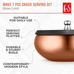 FnS Wave 7 Pc Snacks Serving Bowl Rose Gold