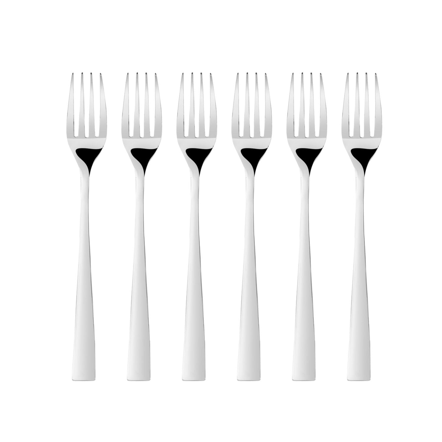 FnS Slimline Stainless Steel Mirror Finish Dinner Fork Set of 6