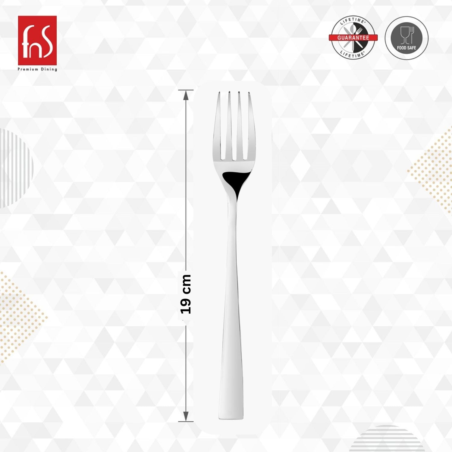 FnS Slimline Stainless Steel Mirror Finish Dinner Fork Set of 6