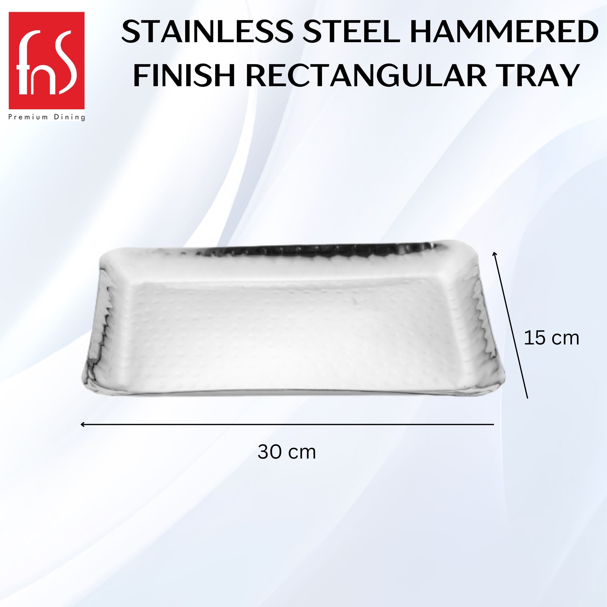 FnS Stainless Steel Rectangular Hammered Finish Deep Platter