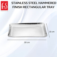 FnS Stainless Steel Rectangular Hammered Finish Deep Platter