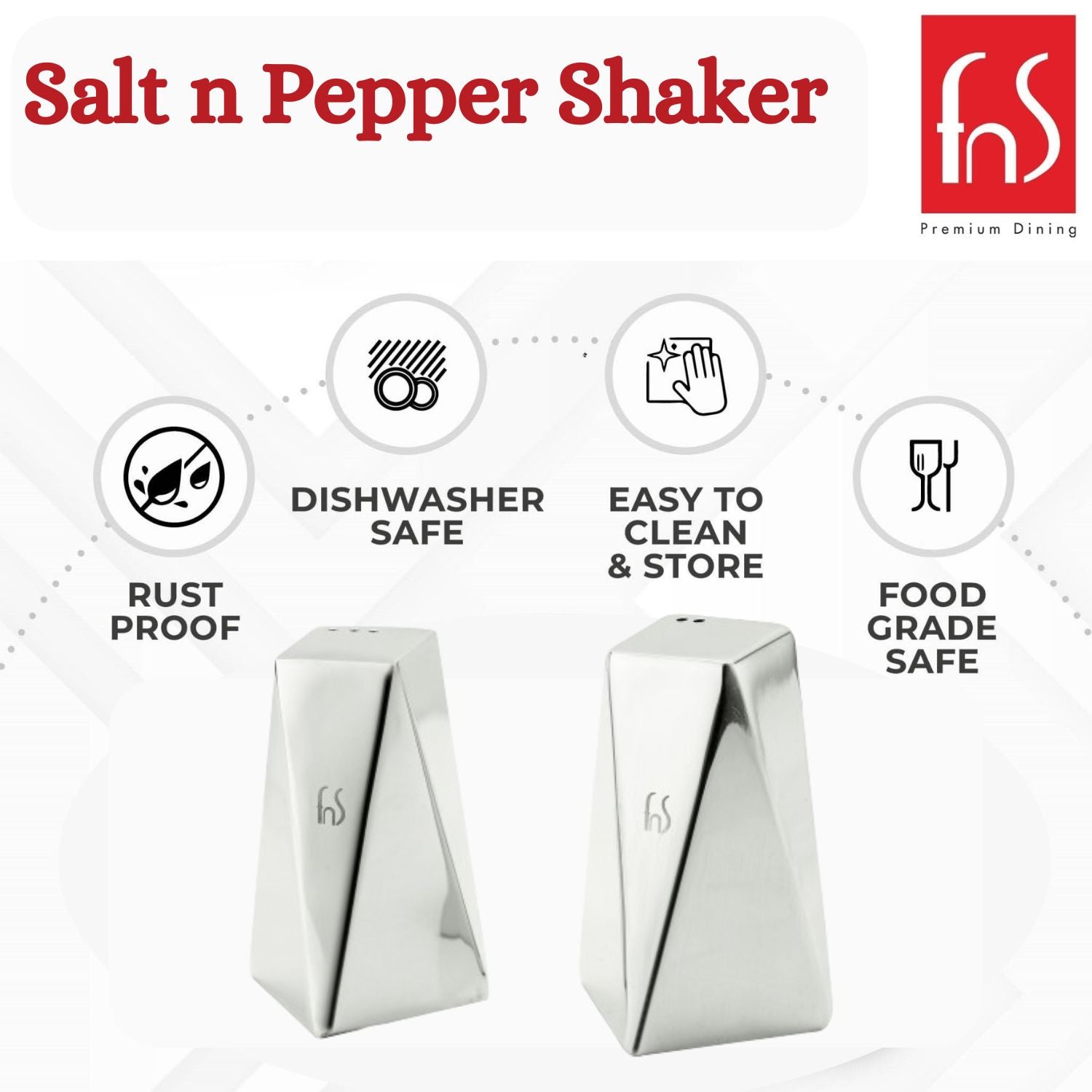 FnS Stainless Steel Diamond shape Salt & Pepper Shake