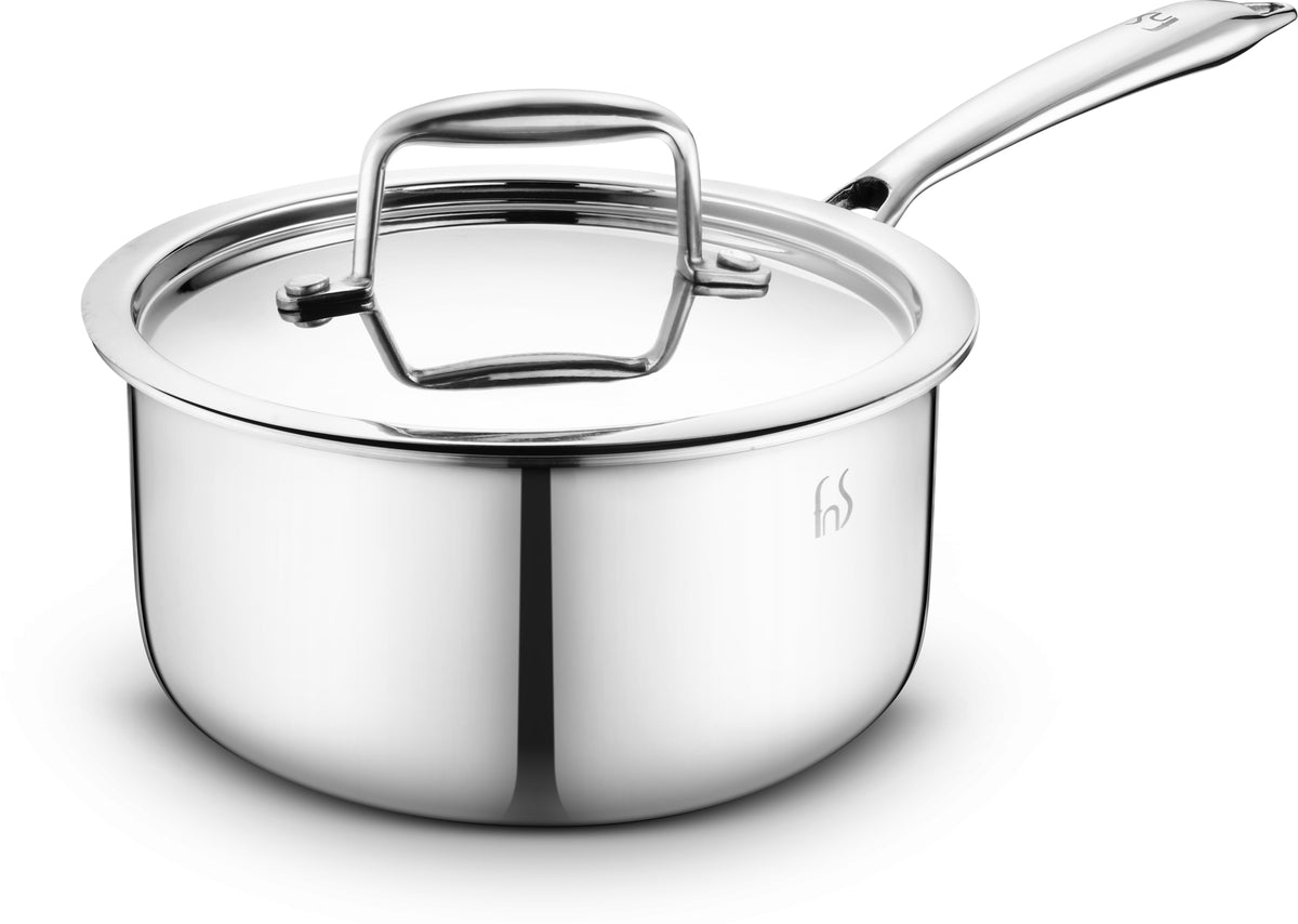 FnS NuChef Cookware Triply Sauce Pan 16 CM With Lid