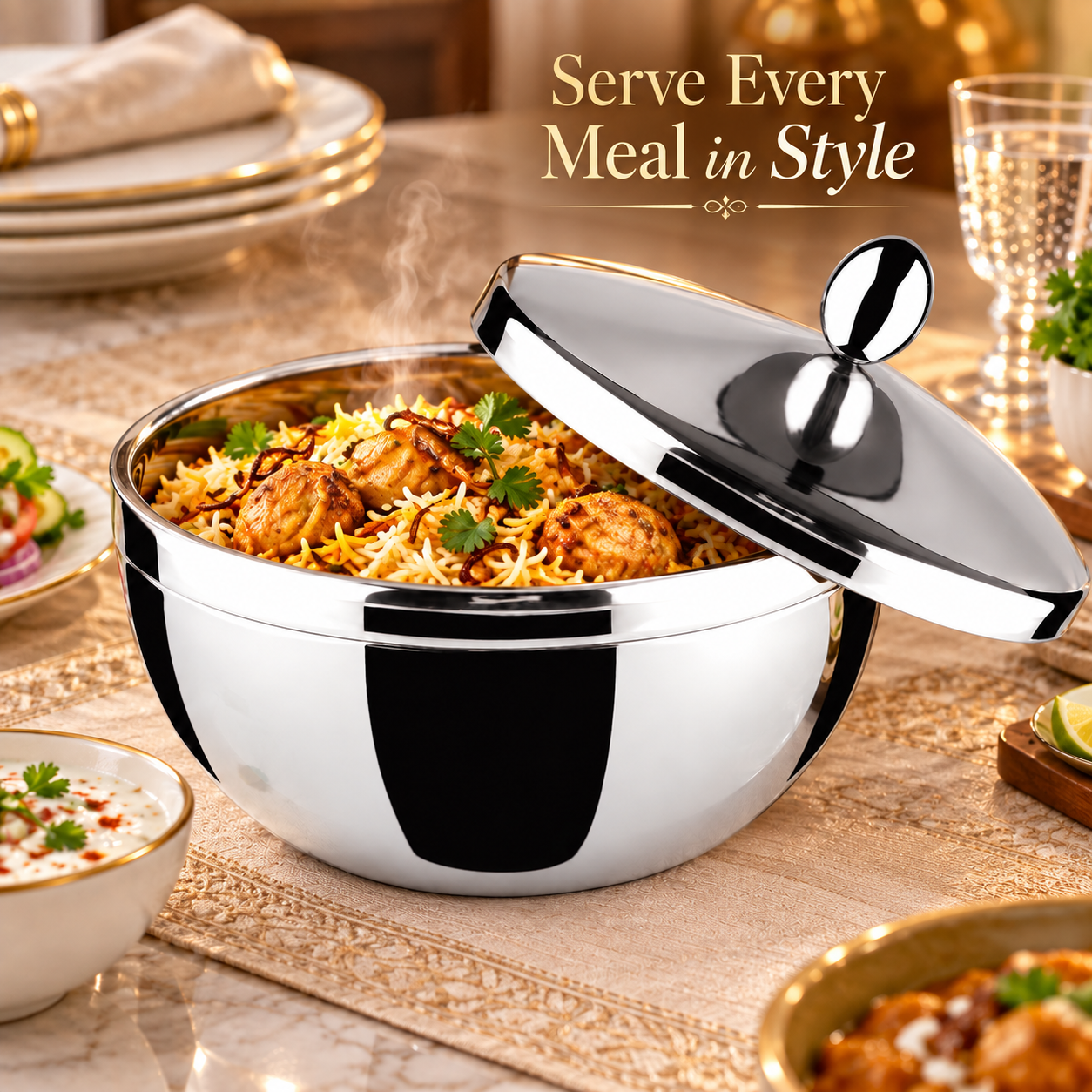 FnS Elantra Stainless Steel Casserole with Lid - 900ml