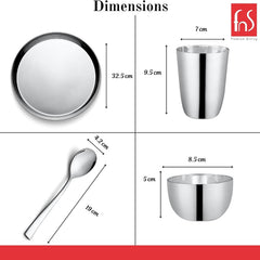 FnS Sovana Stainless Steel 5 pcs Dinner Thali Set
