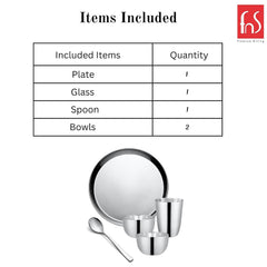 FnS Sovana Stainless Steel 5 pcs Dinner Thali Set