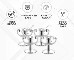 FnS Delight Stainless Steel Ice Cream Cup set of 4