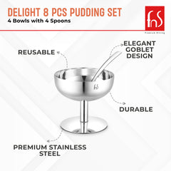 FnS Delight Stainless Steel Ice Cream Cup set of 4