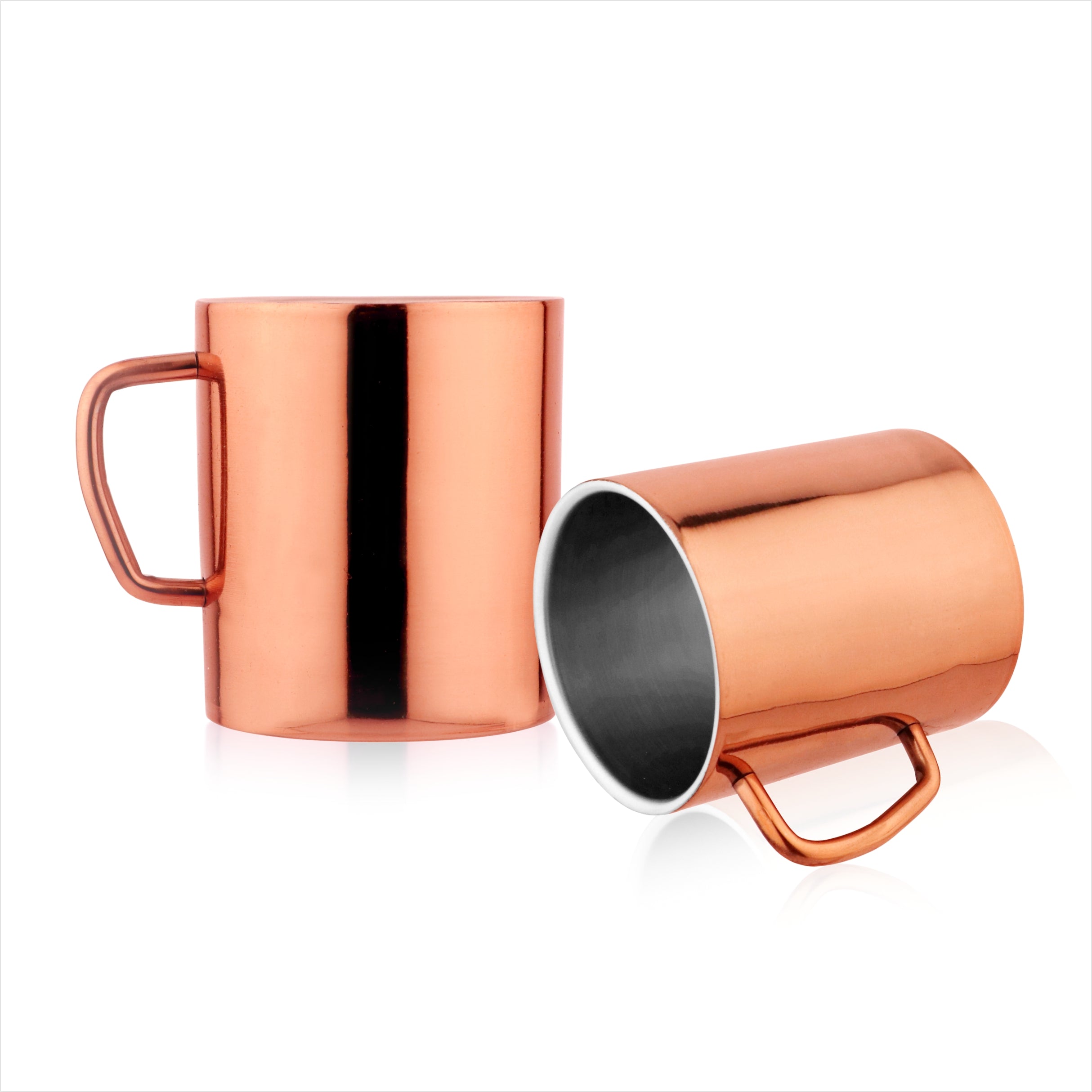 FNS Stainless Steel Coffee Mugs - Double Wall BPA Free - Tea Cup Wide Handle - Rose Gold Pack of 2 Cups