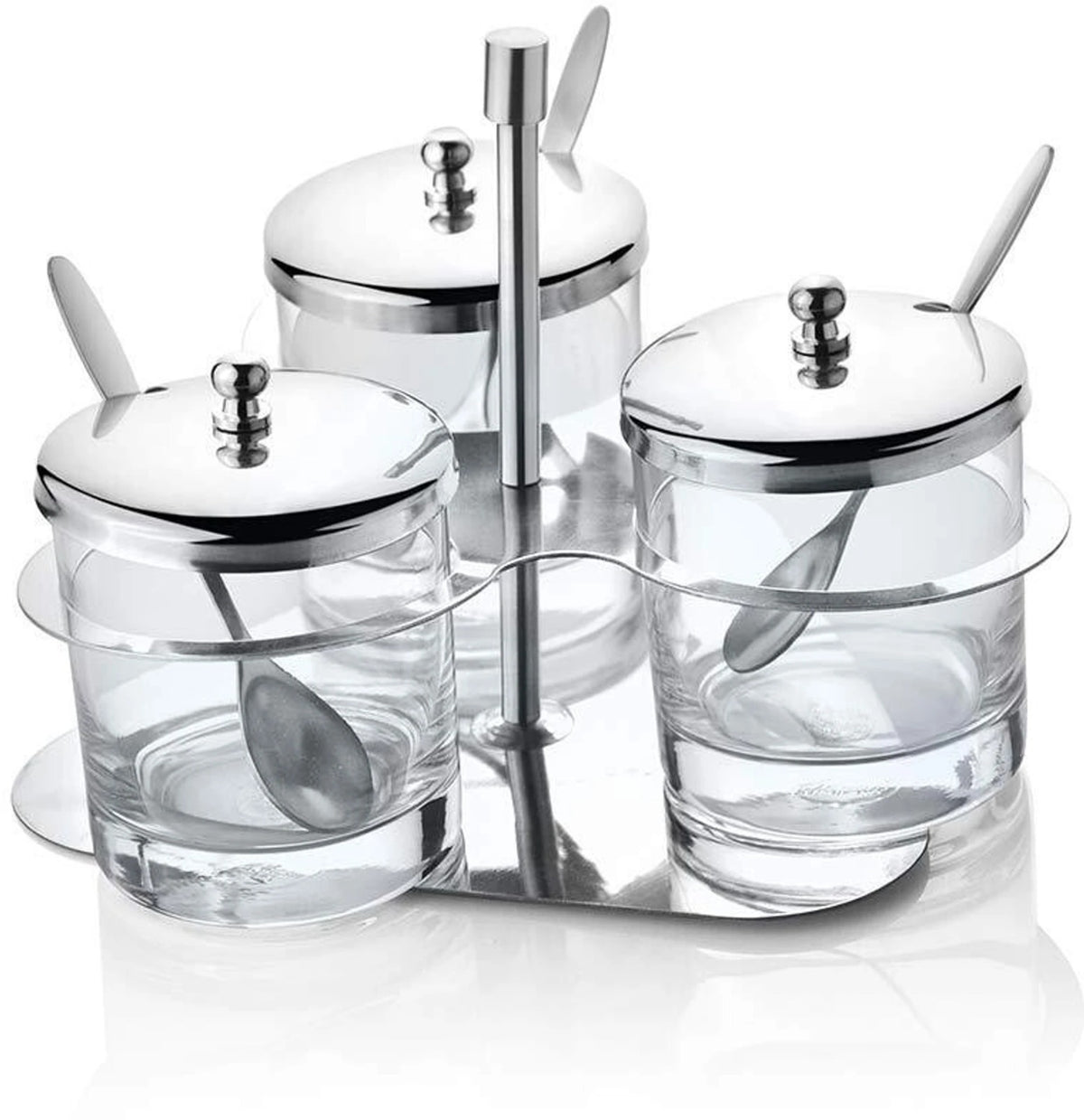 FnS Trino Stainless Steel and Glass Cruet Spice Jar Condiment Set